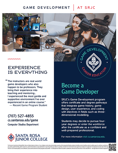 SRJC Game Development program flyer